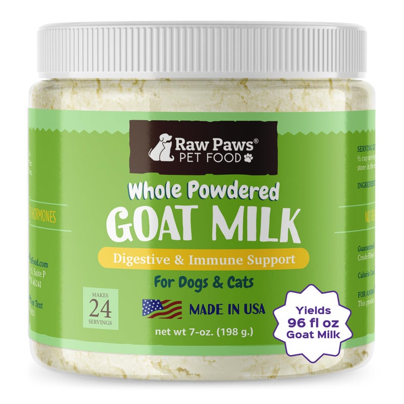 Raw Paws Whole Goat Milk Powder for Dogs and Cats, 7-oz - Made in USA - Powdered Goat Milk Dog Food Topper - Pet Nutritional Supplement to Support Healthy Digestion - Image 1