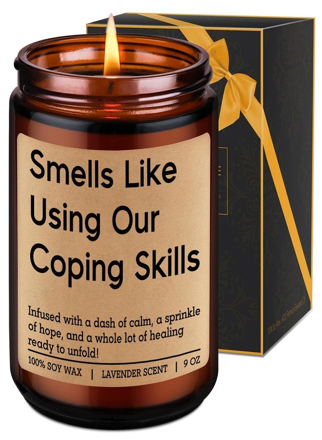LEADO Funny Coping Skills Candle, Therapist Gifts - Mental Health, Graduation, Psychology, Appreciation Gifts for Therapist, Social Worker, School Counselor, Psychologist, Women - Therapy Office Decor - Image 1