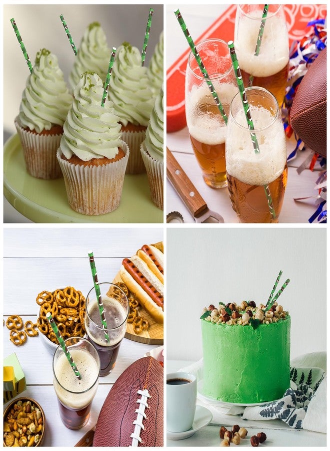 Whaline شعيرات ورقية لكرة القدم من واهلين 200 قطعة، شعيرات شرب ذات طابع رياضي للتزيين بالكوكتيلات - Image 5