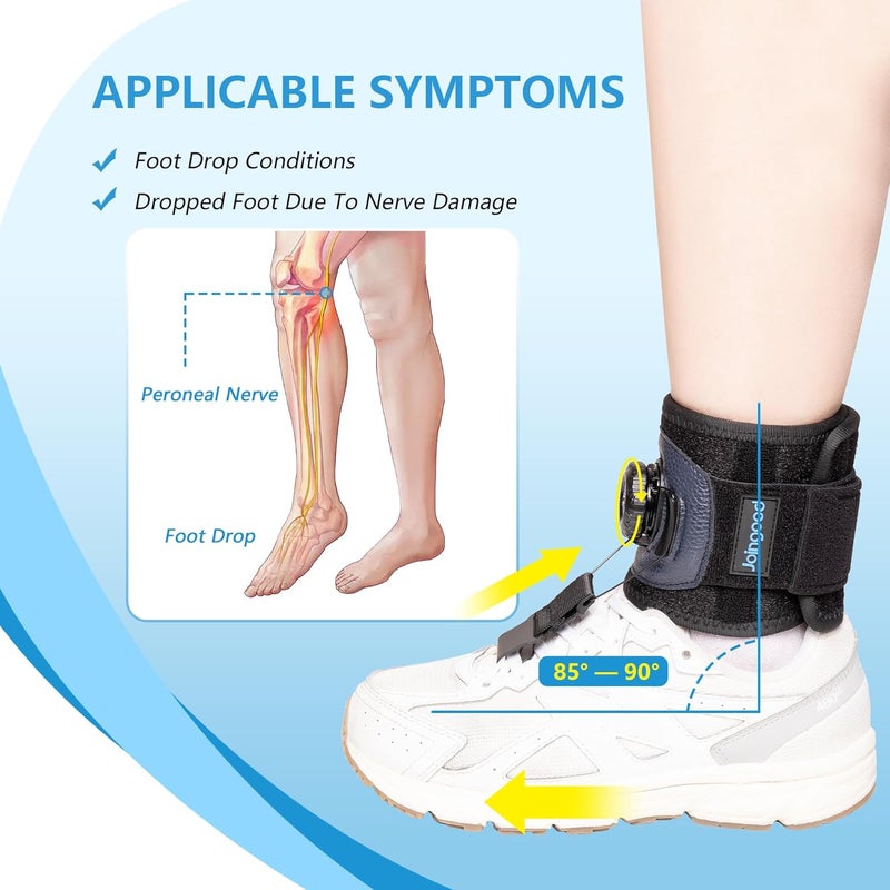joingood Drop Foot Brace With Knob-Adjust Dorsiflexion, AFO Foot Drop Brace for Walking with Shoes, Adjustable Foot Up Brace for Drop Foot Support,Stroke to Improve Walking Gait Fits Women & Men(L/XL) - Image 2
