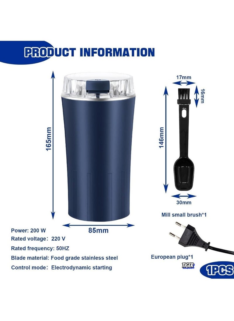 TIGER Electric Coffee Grinder 300W, Multifunctional Espresso Bean and Spice Grinder with Stainless Steel Blades for Coffee Beans, Spices, Herbs, Nuts – Powerful, Durable & Efficient for Home Use, Easy to Clean, Ideal for Freshly Ground Coffee and Spice Blends - Image 2