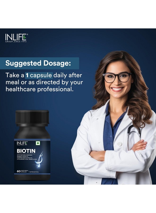Inlife مكمل البيوتين من INLIFE للشعر | سيسبانيا، براعم الخيزران، برينغراج، زنك، فيتامين C | للنساء والرجال - 60 كبسولة نباتية (عبوة من 1، 60) - Image 3