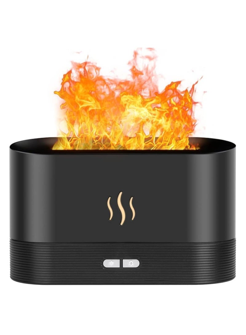 مرطب هواء بتصميم لهب، مرطب هواء بارد صامت للغاية، 2 مستوى سطوع لضوء الليل وإيقاف تلقائي، مرطب هواء لهب للعلاج بالزيوت العطرية، مرطب هواء عطر للمنزل أو المكتب أو اليوغا - Image 1