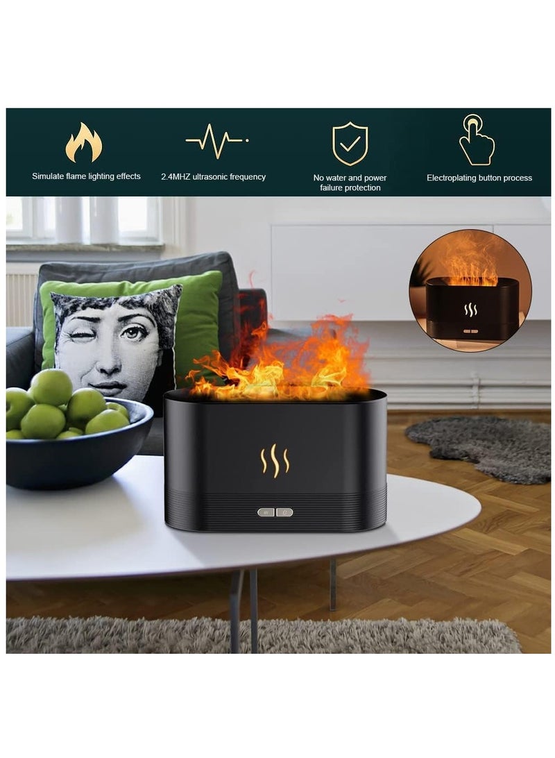 مرطب هواء بتصميم لهب، مرطب هواء بارد صامت للغاية، 2 مستوى سطوع لضوء الليل وإيقاف تلقائي، مرطب هواء لهب للعلاج بالزيوت العطرية، مرطب هواء عطر للمنزل أو المكتب أو اليوغا - Image 2