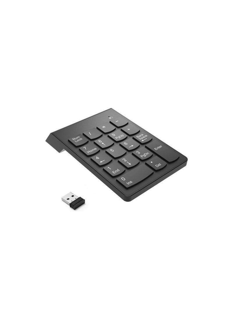 Generic Wireless Numeric Keypad 2.4GHz – Slim 18-Key Mini Number Pad for Laptop, Desktop, Tablet – Black 