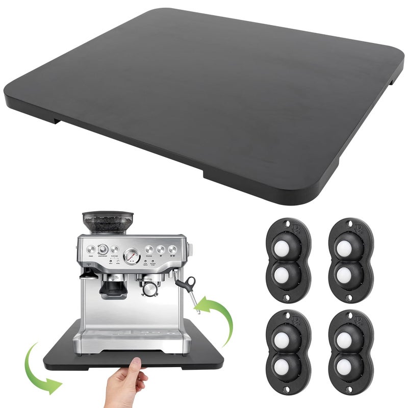 JoaSinc Appliance Slider 360Â° Rolling Tray for Coffee Maker - Bamboo Countertop Sliding Tray for Kitchen Appliances Espresso Machine Accessories Coffee Pot Counter Sliders Mat with Wheels (15.7"Ã—13") - Image 1