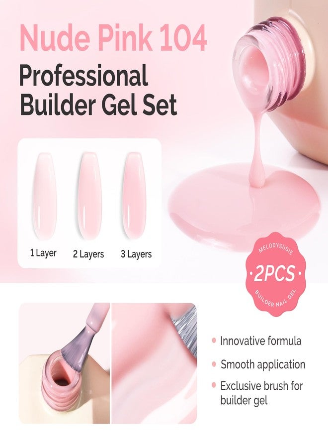 MelodySusie 2PCS 15ML Nude Pink Builder Nail Base Gel for Nails Thickening,Soak Off UV Extension Gel,Rhinestone Glue in a Bottle for Nail Art Design Gift for Women DIY Manicure at Home 104 * 2 - Image 2