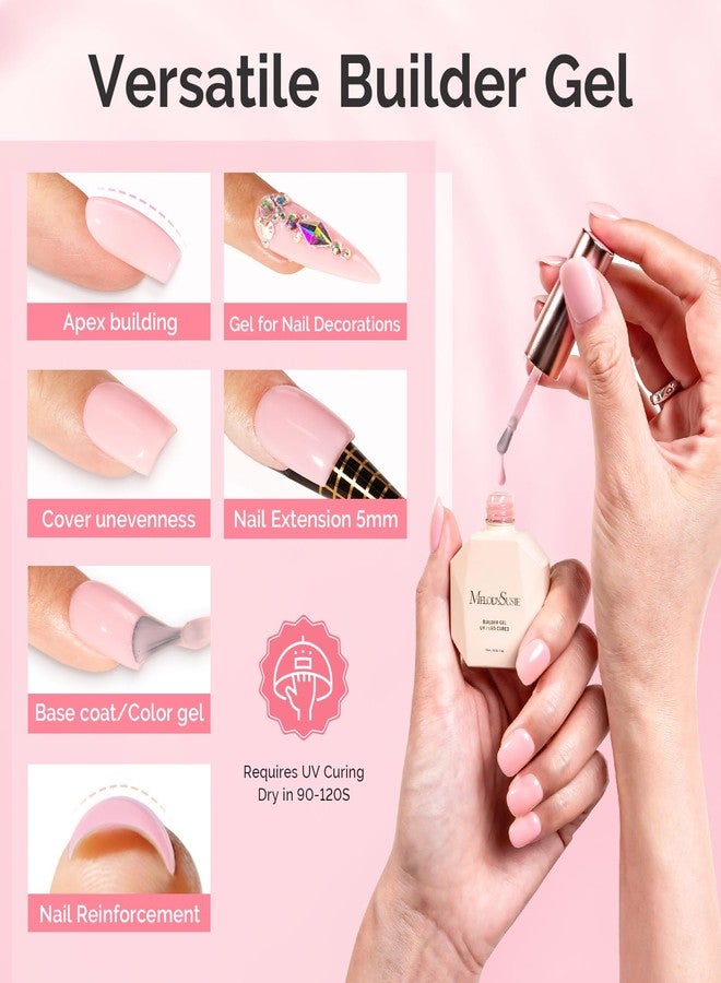 MelodySusie 2PCS 15ML Nude Pink Builder Nail Base Gel for Nails Thickening,Soak Off UV Extension Gel,Rhinestone Glue in a Bottle for Nail Art Design Gift for Women DIY Manicure at Home 104 * 2 - Image 3