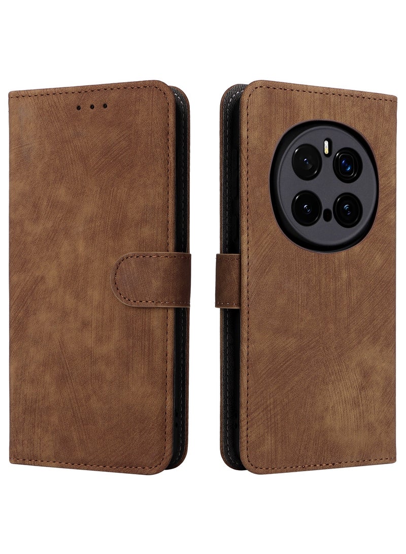 For Honor Magic 7 Pro Cover with Hand Strap, PU Leather Full Body Protection Shockproof Flip Mobile Cover, RFID Anti-theft Brush Folio Wallet Case - Image 3