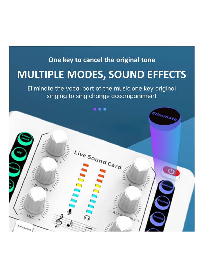 Mini Audio Mixer Sound Card for PC, Phone, PS4, Xbox, and Switch - Voice Changer for DJ Mixing, Podcasting, Karaoke Singing, and Music Recording. Perfect for Live Broadcasts!