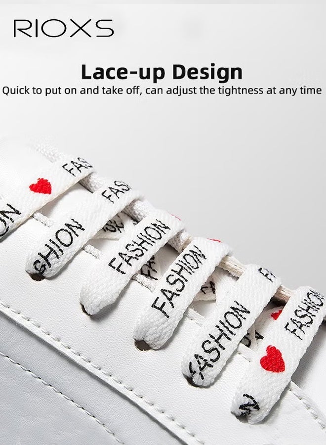 RIOXS Low Top Sneaker for Men, Casual Athlesiure Shoes, Chic Lace-up Men's Sneakers, Breathable Comfort Walking Shoes for Male, Fashion Flat Sneakers, Faux Leather Tennis Shoes, Lightweight Mens White Shoes for Shopping/ Training/ Travel/ Daily Wear - Image 5