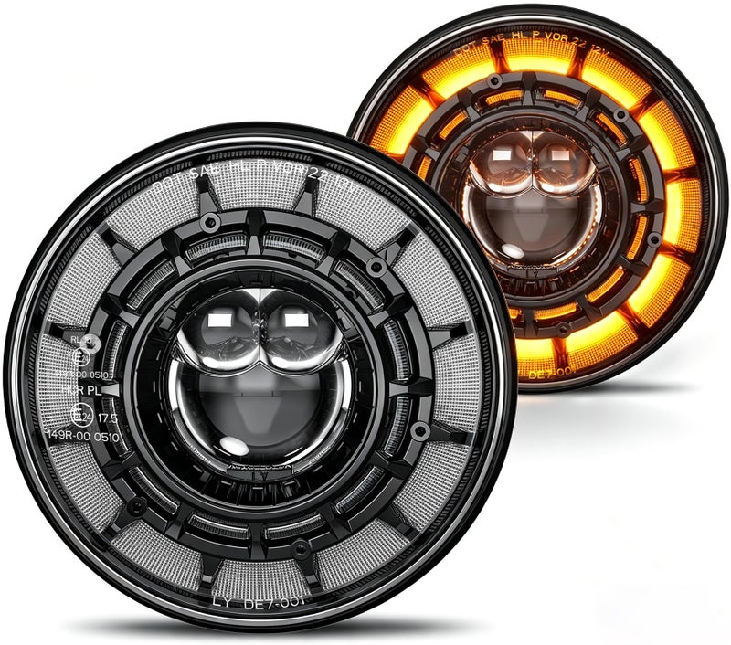 AUDEXEN 7 Inch LED Headlights for Jeep Wrangler JK JKU LJ CJ TJ 19972018 Round Headlamps with DRL Turn Signal Halo Ring HighLow Beam DOT Approved Plug Play - Image 2