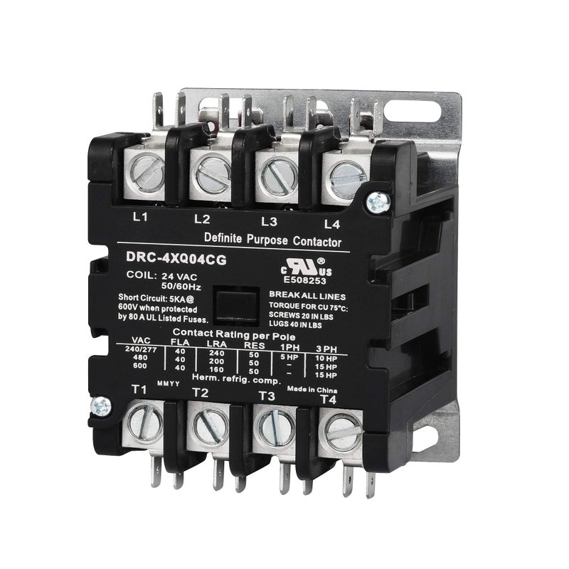 SUNLEE 4 Pole 40 Amp 50 RES 208/240V Coil Contactor fits Siemens 42CF25AG Lighting Heating Refrigeration Contactor, UL Recognized & Approved for UL 60335 - Image 3