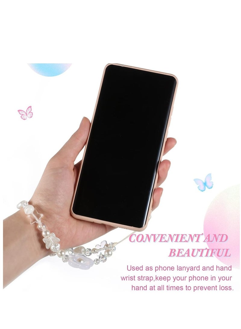 Phone Lanyard Beaded Wrist Strap Rainbow Phone Chain Strap For Women Girls Beads Pearl Bracelet Keychain Phone Accessory Cute Anti-Lost Phone String Decoration - Image 5