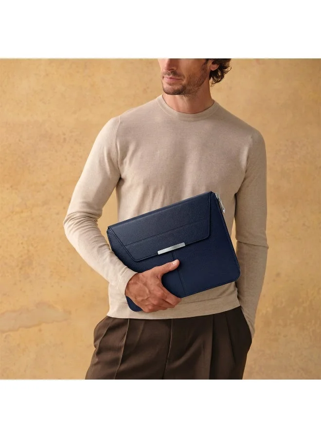 Mobcos Mobcos Navy Laptop Sleeve Mobcos Navy Laptop Sleeve Bag for 15–16 Inch Laptops | Slim Premium PU Leather Waterproof Protective Case with Soft Inner Lining, Smooth Zipper & Lightweight  | Best Price UAE