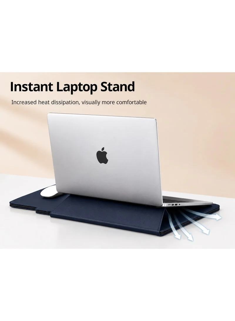 Mobcos Mobcos Navy Laptop Sleeve Mobcos Navy Laptop Sleeve Bag for 15–16 Inch Laptops | Slim Premium PU Leather Waterproof Protective Case with Soft Inner Lining, Smooth Zipper & Lightweight  | Best Price UAE