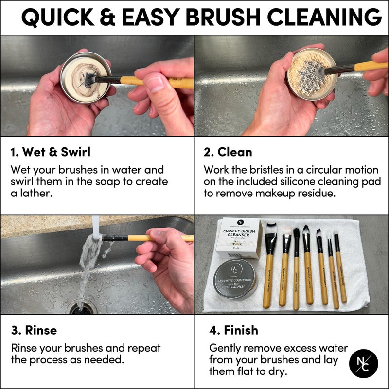 Narrative Cosmetics Solid Makeup Brush Cleanser Soap with Silicone Cleaning Pad, Cleans Natural & Synthetic Brushes, Vegan, Cruelty-Free, Natural Ingredients, Vanilla Fragrance, 2.45 Oz. - Image 2