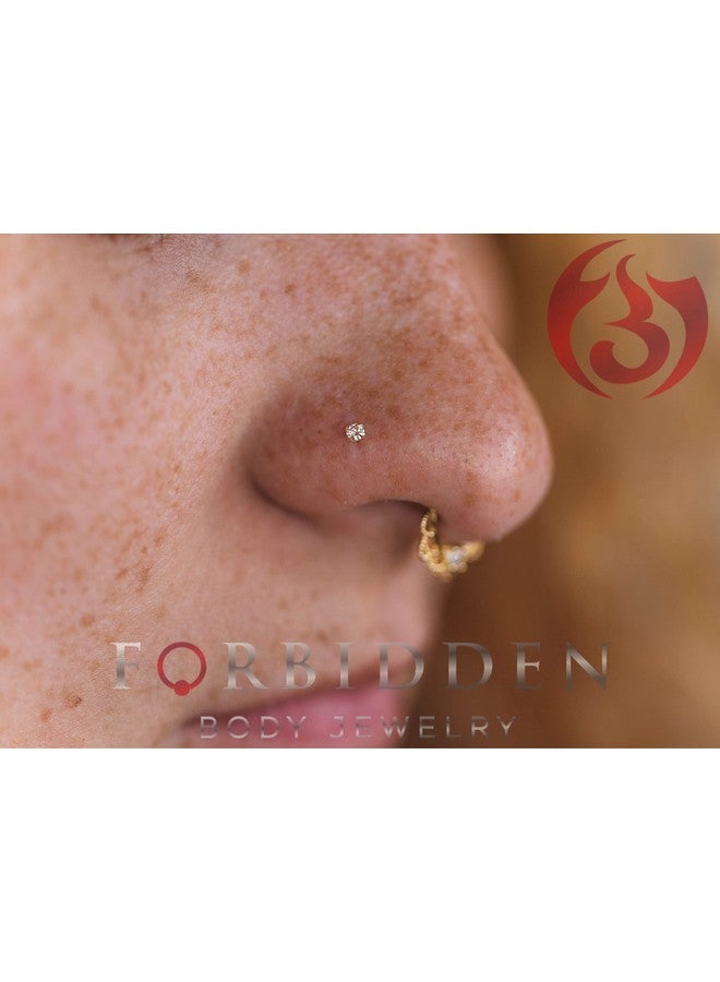 Forbidden Body Jewelry 22 G 18K Gold Plated Sterling Silver 1.5Mm Cz Simulated Diamond Micro Nose Bone Stud For Women Or Men (Set Of 2) - Image 3