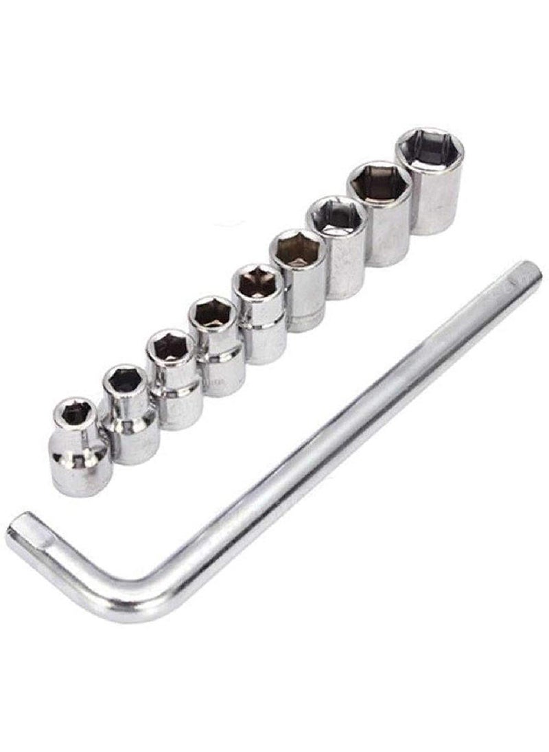XDLB - XDLB 10 Pcs Socket Wrench Spanner Set Automobile Repair Tool Box Precision Sleeve Wrench Combination Hand Tool Socket Set - Image 1