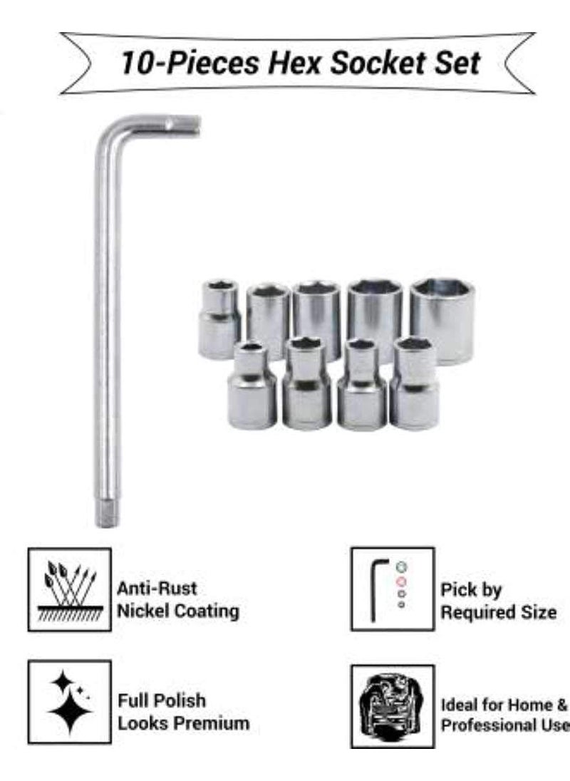 XDLB - XDLB 10 Pcs Socket Wrench Spanner Set Automobile Repair Tool Box Precision Sleeve Wrench Combination Hand Tool Socket Set - Image 1