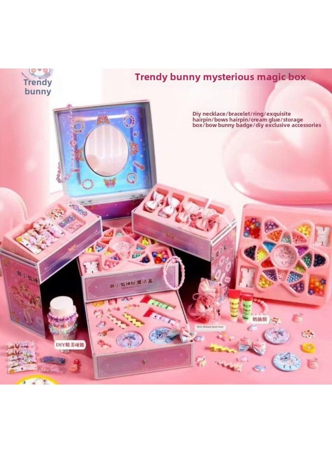 Explosions Tide Bunny Diy Girl Handmade Toy Gift Box Suit Cream Glue Beaded Bracelet Jewelry Toy Gift-Color:1677 - Image 1