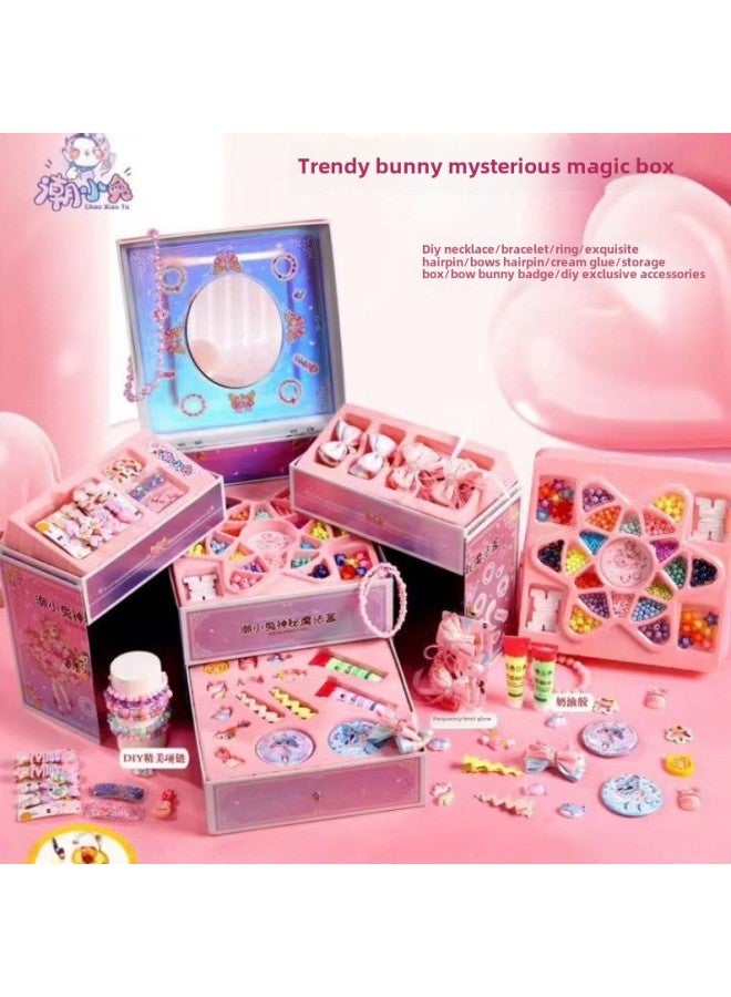Explosions Tide Bunny Diy Girl Handmade Toy Gift Box Suit Cream Glue Beaded Bracelet Jewelry Toy Gift-Color:1677 - Image 2