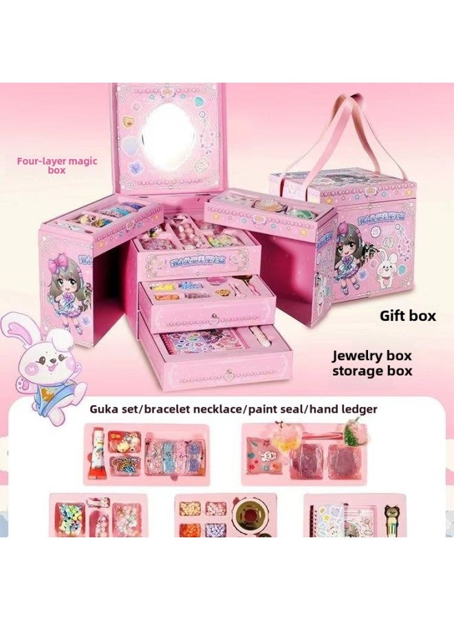 Explosions Tide Bunny Diy Girl Handmade Toy Gift Box Suit Cream Glue Beaded Bracelet Jewelry Toy Gift-Color:1677 - Image 4