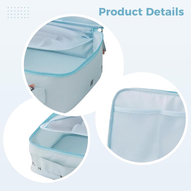 Sewing Supply Storage Bag, Waterproof, Oxford with Handle, Removable Dividers, for Travel, Or Blue - Image 4