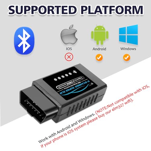 AMHTDOL Obd2 Bluetooth ELM327 v1.4 Scanner with PIC18F25K80 Original Chip, Car Code Reader Compatible for 1996+ Vehicles, Works with Many ELM327 App in Android,Windows and Symbian System(NOT iOS) - Image 3