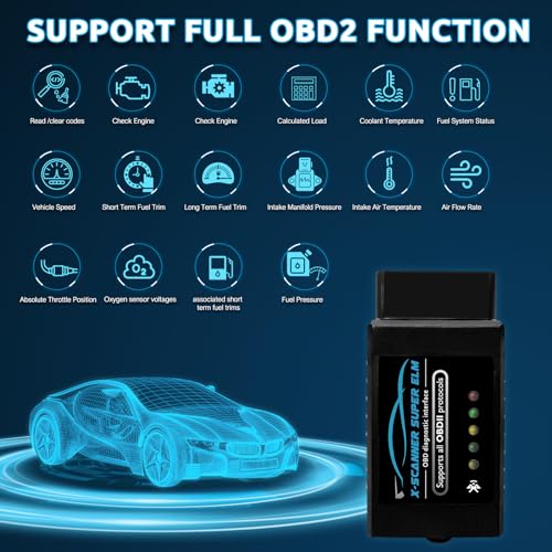 AMHTDOL Obd2 Bluetooth ELM327 v1.4 Scanner with PIC18F25K80 Original Chip, Car Code Reader Compatible for 1996+ Vehicles, Works with Many ELM327 App in Android,Windows and Symbian System(NOT iOS) - Image 2