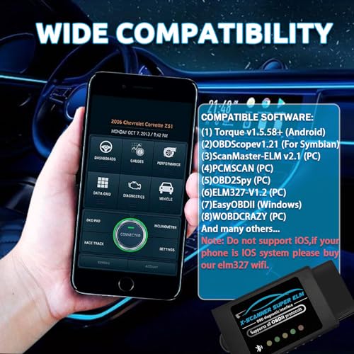 AMHTDOL Obd2 Bluetooth ELM327 v1.4 Scanner with PIC18F25K80 Original Chip, Car Code Reader Compatible for 1996+ Vehicles, Works with Many ELM327 App in Android,Windows and Symbian System(NOT iOS) - Image 4