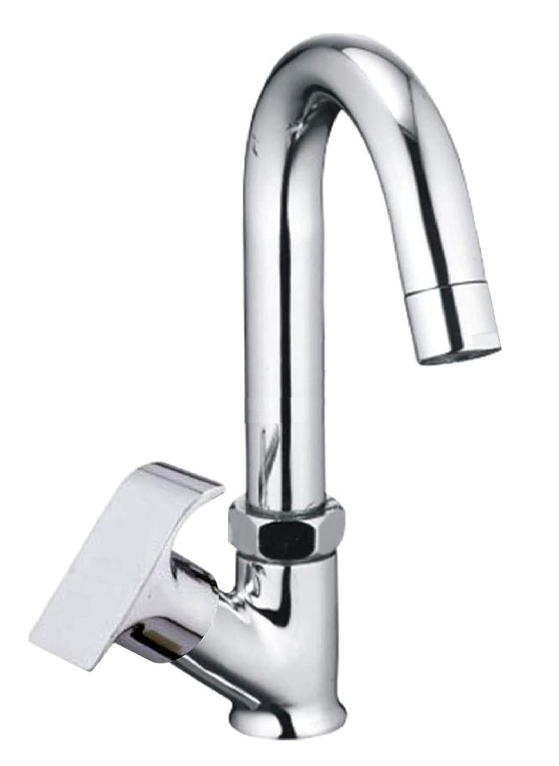 JAGGER صنبور عمود عنق البجعة JAG121 للطاولات لصنابير الأحواض، صنبور دوار بزاوية 360 درجة / صنابير الحمام مع فلانج حائط وشريط تفلون (سيا) نحاس | كروم - Image 1