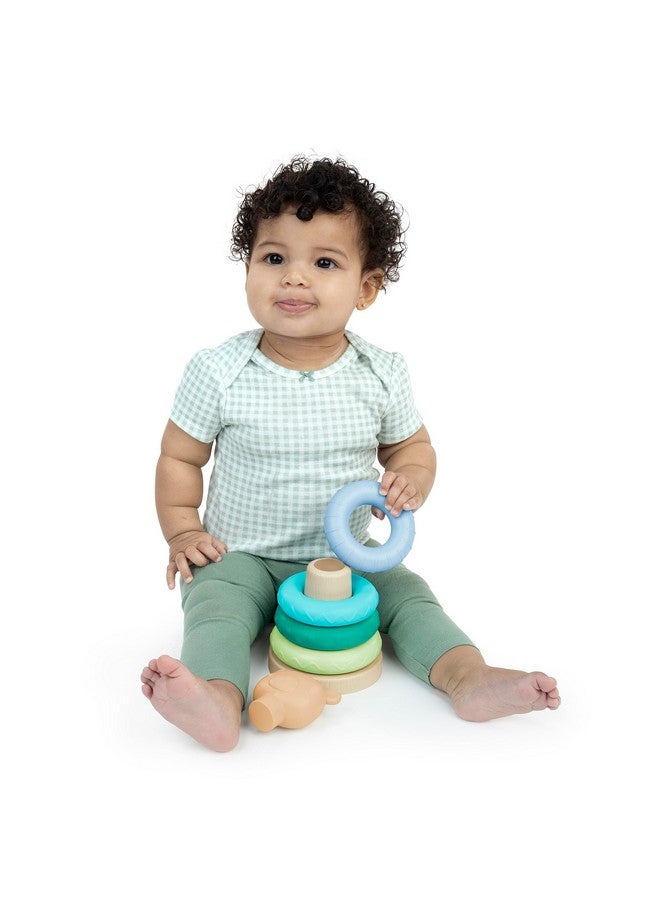 Ingenuity: ity by Ingenuity Cutie Stacks, 4 BPA-Free Rings, Faux Wood Stand, Bear Topper, Unisex, for Ages 6 Months and Up - Nate - Image 3