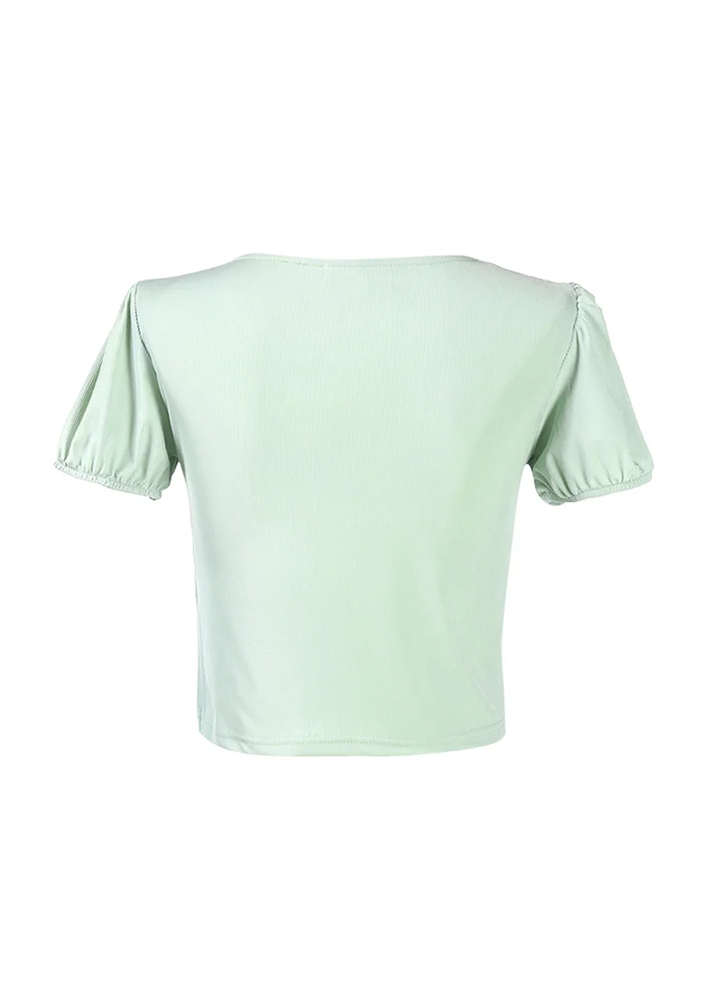 London Rag Sage Green Pleated V Neck Top