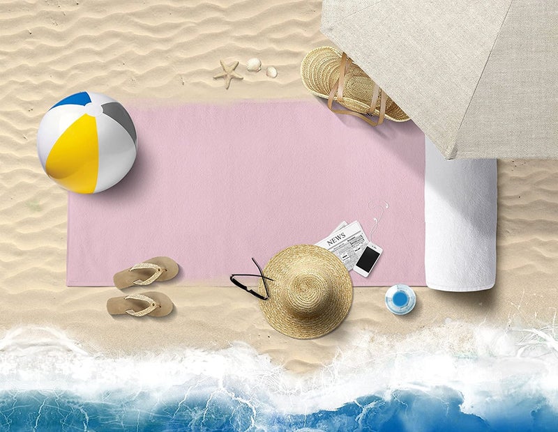 TIQH 600 GSM 100% Zero Twist Cotton Highly Absorbent and Quick Dry Extra Large Soft Beach Towel (36x72 Inches, Pink) - Image 3