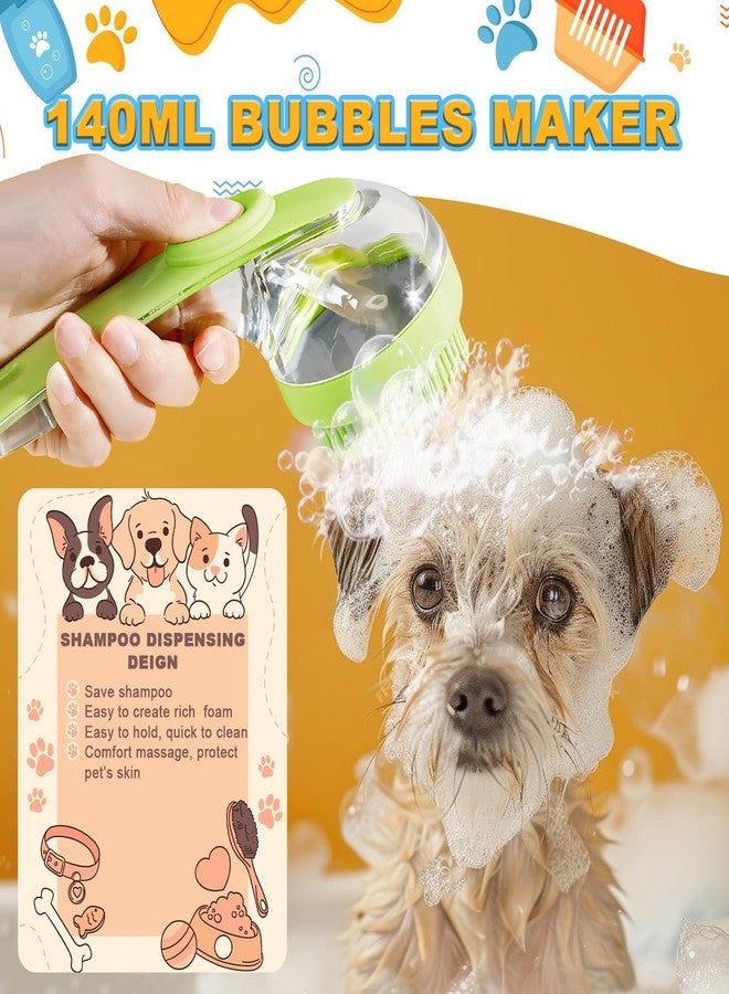Peehss 3Pcs Dog Bath Brush, Dog Scrubber for Bath, Dog Shampoo Brush Bubble Maker, Dog Paw Washer, dog grooming Massage Brush with Adjustable Ring Handle, dog accessories for Short & Long Hair -Green - Image 2