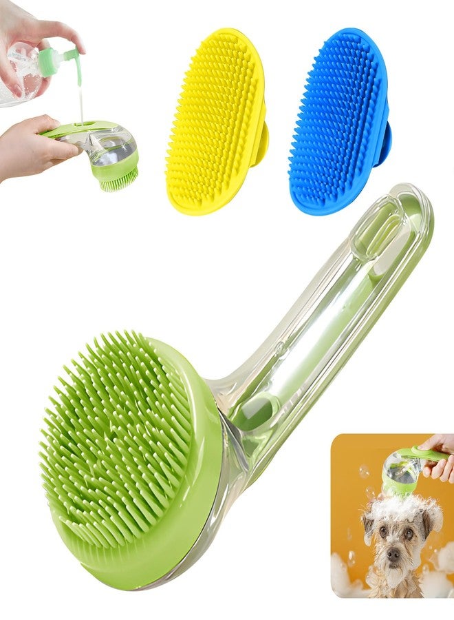 Peehss 3Pcs Dog Bath Brush, Dog Scrubber for Bath, Dog Shampoo Brush Bubble Maker, Dog Paw Washer, dog grooming Massage Brush with Adjustable Ring Handle, dog accessories for Short & Long Hair -Green - Image 1