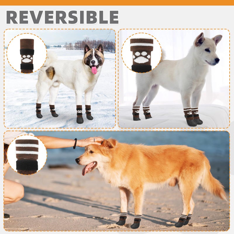 KOOLTAIL Anti Slip Dog Socks to Prevent Licking Paws for Hot/Clod Pavement, Waterproof Long Snow Dog Boots&Paw Protectors with Straps Traction Control for Hardwood Floor for Small Medium Large Dogs - Image 5