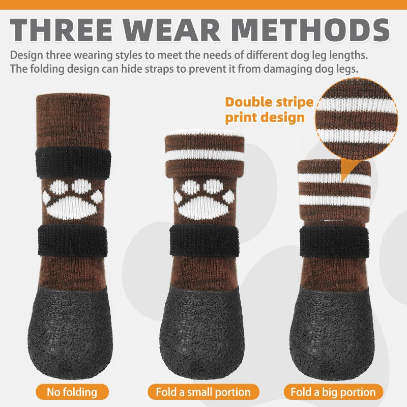 KOOLTAIL Anti Slip Dog Socks to Prevent Licking Paws for Hot/Clod Pavement, Waterproof Long Snow Dog Boots&Paw Protectors with Straps Traction Control for Hardwood Floor for Small Medium Large Dogs - Image 3