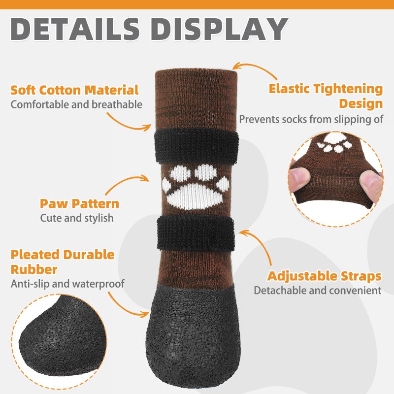 KOOLTAIL Anti Slip Dog Socks to Prevent Licking Paws for Hot/Clod Pavement, Waterproof Long Snow Dog Boots&Paw Protectors with Straps Traction Control for Hardwood Floor for Small Medium Large Dogs - Image 2