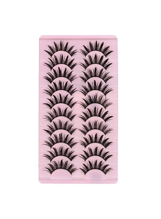 DSLONG DSLONG 10 Pairs Manga Lashes Wet Look Lashes Effect Cat Eye Lashes Extension Spiky Mink Lashes Japanese Cosplay Styles Anime Fake Eyelashes Reusable - Image 5