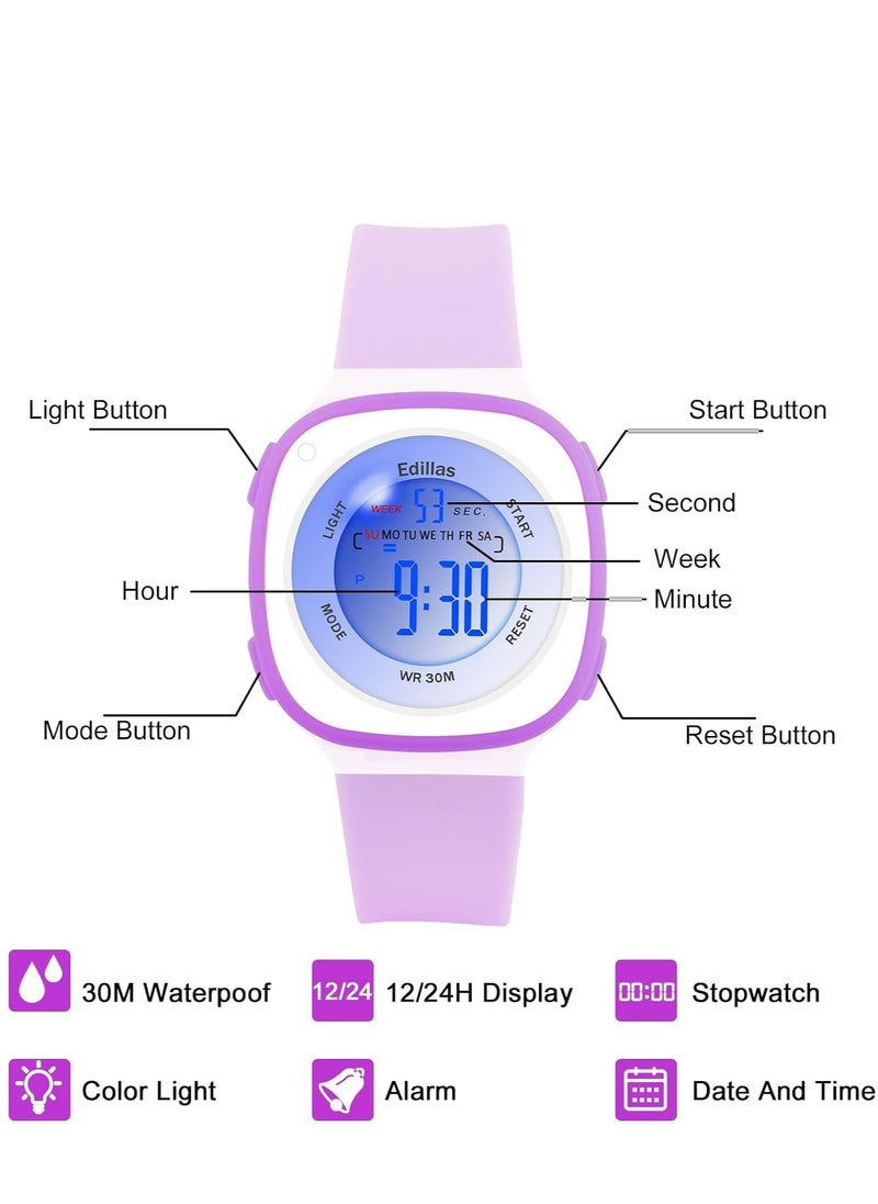 Generic - Kids Watches Digital for Girls Boys Light Wristwatch Child Waterproof Sport Outdoor Multifunctional Wrist with Stopwatch Alarm Ages 4-15 - Image 1