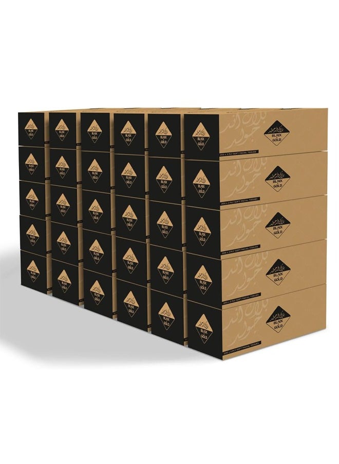 NICE Touch 2 Ply Facial Tissue 6000 Sheets, 30 Packs of 200 Sheets - Black & Gold Boxes Contains 6000 Premium 2 Ply Tissues  - Image 1