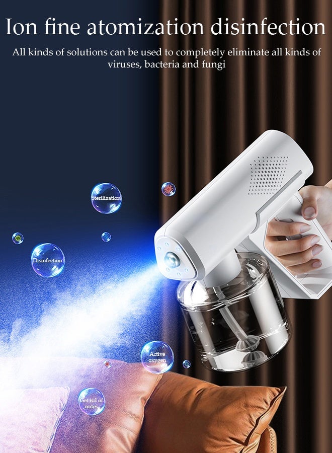 DUNISO Nano Spray Disinfection Spray Gun, Wireless Handheld Atomization Disinfection Gun, Rechargeable Blue Light Air Disinfection Machine, Electric Spray Machine,Easy To Use，Suitable For Home, Office, School Or Garden,380ml - Image 4