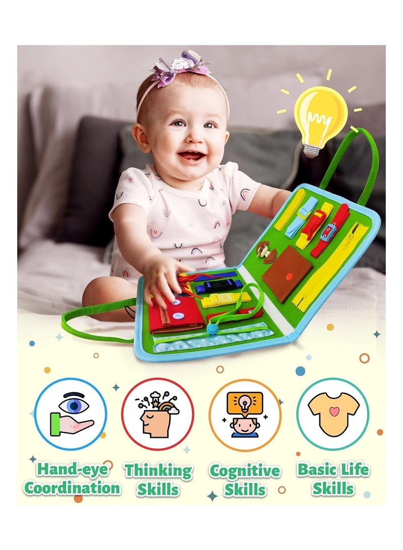 Busy Board, Montessori Sensory Toy, Cognitive Alphabet Animal Fine Motor Skills, Birthday Gift for 1 2 3 4 Year Old Girls and Boys (Green) - Image 4