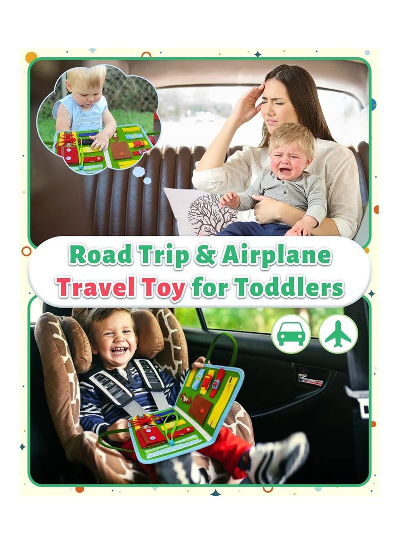 Busy Board, Montessori Sensory Toy, Cognitive Alphabet Animal Fine Motor Skills, Birthday Gift for 1 2 3 4 Year Old Girls and Boys (Green) - Image 3