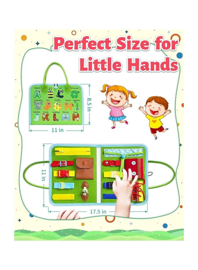 Busy Board, Montessori Sensory Toy, Cognitive Alphabet Animal Fine Motor Skills, Birthday Gift for 1 2 3 4 Year Old Girls and Boys (Green) - Image 5