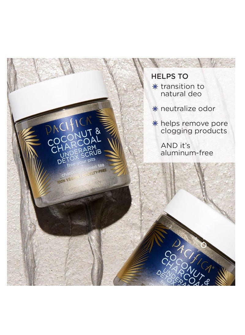 Pacifica Pacifica beauty coconut and charcoal underarm detox body scrub for natural deodorant users aluminum free safe for sensitive skin vegan & cruelty free 205 ml  - Image 2