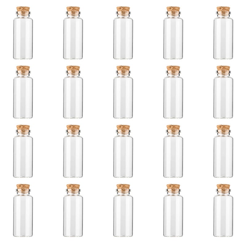 Yadream 20pcs 0.94" x2.36"Small Glass Potion Bottle,20ml Tiny Glass Vials,Mini Cork Stopper Glass Bottle for Wedding Favors, Birthday Party,DIY ART Crafts(empty bottle) - Image 1