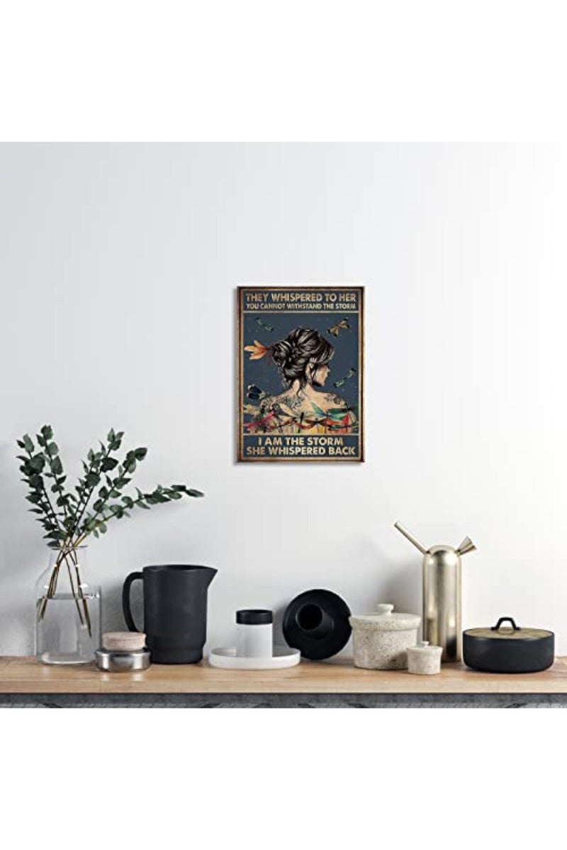 KAWAHONE Inspirational Quote Wall Art, Print Butterflies Girl They Whispered to Her You Cannot Withstand The Storm Back Dragonflies Motivational Poster for Home Office Wall Decor, 12x18inch - Image 4